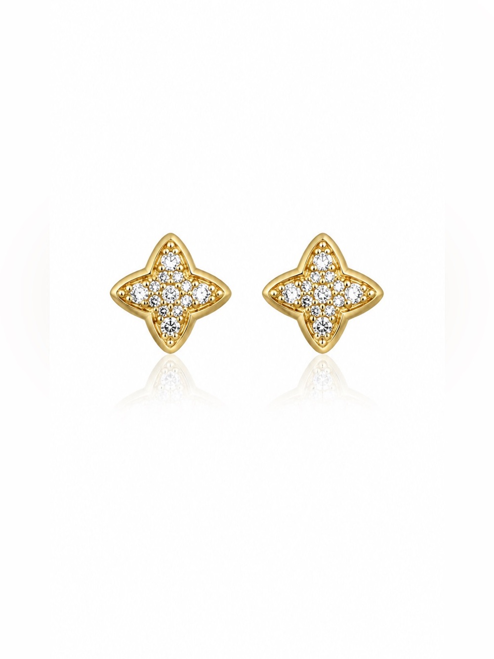 Gold Crystal Stud Earrings - Women Jewelry